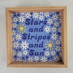 Kohls Stars and Stripes and Sun Wood Shadow Box Wall Art Blue Daisy 41DYDAX11